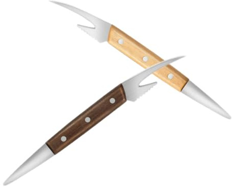 Veemoon 2 pièces Outils Décortiqueurs Crevettes Acier Inoxydable avec Manche Bois Éplucheur et Nettoyeur de Crevettes Pratique pour Cuisine Rapide