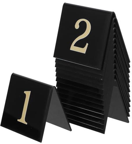 POPETPOP 15 pièces Marqueurs Numéro Table Acrylique Double Face Noir Or Accessoires Décoratifs pour Soirée Détective et Scène de Crime Signalisation Robuste et Stable pour Restaurant