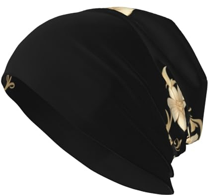 YYHWHJDE Chandelier imprimé chapeau tricoté mode adulte élastique chaud pour homme et femme noir