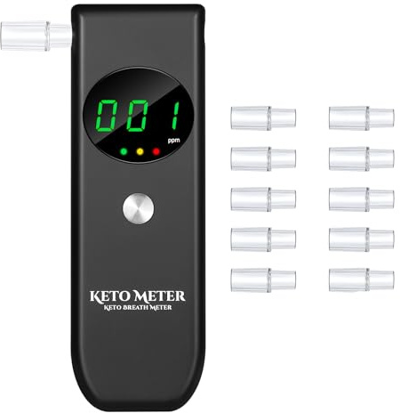 Breath Ketone Meter Professional Ketone Breath Tester - Ketone Breath Analyzer & Ketosis Meter | Accurately Monitor Ketosis in Your Breath for Personal Ketosis Tracking, Includes 10 Mouthpieces