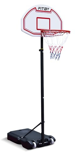 Fitby basketkorg för utomhusbruk för barn och vuxna – bärbar basketkorg med justerbar höjd och hjul | Kraftigt nät för trädgård, park och inomhusbruk