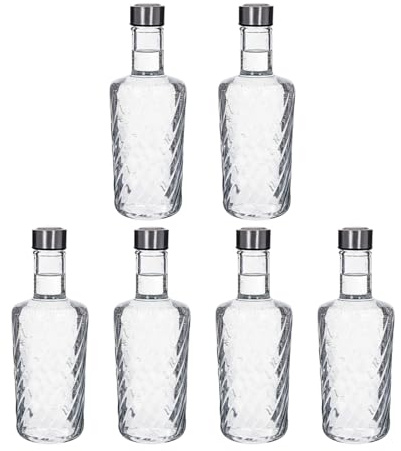TWO TIGERS | Botella De Agua de Cristal | 1L | Pack de 6 Tipo Valencia | Tapón Acero Inoxidable | Transparente Resistente No Alterar el Sabor | Reutilizable | Para Nevera Frigorífico y Lavavajillas