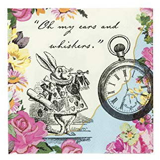 Talking Tables 20 x Alice In Wonderland Paper Napkins - Disposable Serviettes For Mad Hatter Afternoon Tea Party, Birthday, Baby Shower, Ideal for Decoupage 33cm