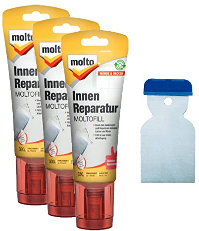 Molto Moltofill Reparatur für Innen, auch als 3er Set mit Metallspachtel erhältlich (3er Set mit Metallspachtel)