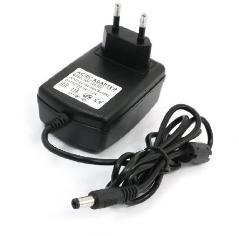 Aexit EU 2 Pin Plug 5.5x2.1mm DC 12V 2A Negro Fuente de alimentación Adaptador (Model: V1160OIV-2991WA) convertidor 1.2 m