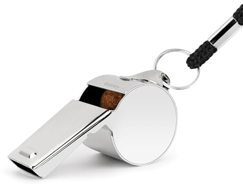 Golvery Coach Whistle Stainless Steel, Loud Crisp Sound Whistle with Lanyard for Sports, Outdoor, Lifeguard Protection, Referee (1PC)