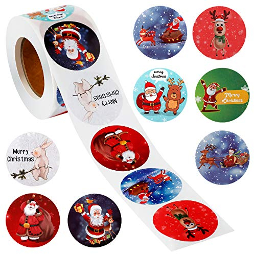 Vintoney Weihnachtsaufkleber, 500er Weihnachten Aufkleber Etiketten Schneemann Elf Glocken Schnee Rentier Xmas Kinder Stickers Versiegelung DIY Dekoration Backen Geschenktüten Handarbeit