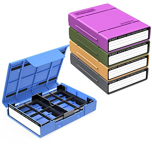 ORICO Étui de Protection pour Disque Dur de 4X 2,5 Lot de 5, Boîtier de Protection, Antichoc, Anti poussière et Anti humidité Etui de Protection Compatible avec WD/Seagate/Samsung