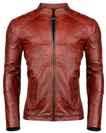 PAULGOS Herren Lederjacke Echtes Leder Jacke Echtleder Übergangsjacke Fashion in 5 Farben Gr. S-7XL Design 3