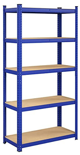 The Shopfitting Shop Heavy Duty 5 Tier Boltless Shelving Unit BLUE Greenhouse Garage Utility Home Storage Rack 1800x900x400