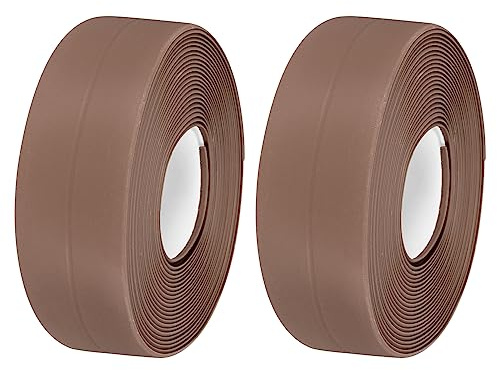 sourcing map Waterproof Seal Caulk Strip Tape Self Adhesive, 2pcs 10.5 Ft L x 0.87 W PVC Sealing Tape Caulking Tape for Kitchen Countertop, Bathroom, Toilet, Bathtub Floor Wall Corner, Brown
