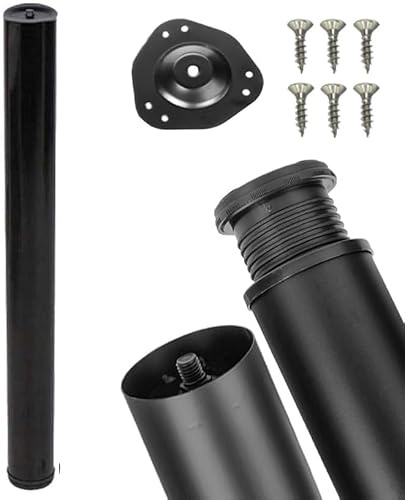 STOLMET Tischbein Höhenverstellbar Metall Schreibtischbein 710 mm Schwarz