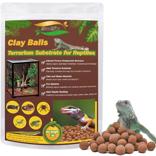 ZeeDix 6 LBS Reptile Substrate Leca Balls - 100% Organic Expanded Clay Pebbles, Ideal Bioactive Terrarium Clay Balls Substrate for Reptile Terrarium Tank, Bearded Dragon, Tortoise, Gecko, Snake & Frog