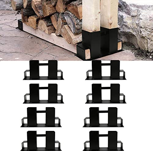 Jopassy Holzstapelhilfe Stapelhilfe für Brennholz, Holzstapelhilfe Aussen 8er Set, Stabile Holzstapelhalter Große Kapazität Schwarz, Holzlager für innen und Außen