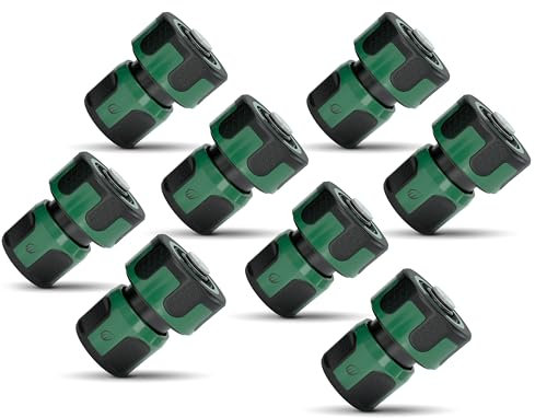 RASENWERK® - Garden Hose Connector with Aquastop for 3/4 Inch Hose - Water Stop Premium Hose Connector - Connector with Water Stop - Pack of 8