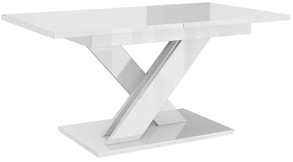 PROROOM FURNITURE - Onyx - Esstisch Ausziehbar auf 180 cm - 140x80x75 cm - Modern - Dinner Table - Esszimmertisch - Tisch für Esszimmer, Wohnzimmer - Ausziehtisch - Weiß Glanz