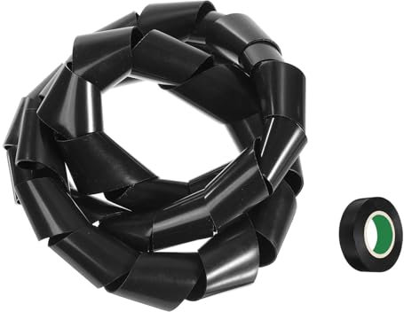 QUARKZMAN Avvolgicavo a Spirale 4.9 Piedi 30mm Sleeve per La Gestione Dei Cavi Organizzatore Flessibile in Pe per Cavi Del Computer, Cavi di Ricarica Nero con Nastro