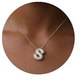 Halora Bubble Letter Necklace Gold, A-Z Zirkonia Gold Initial Kette Halskette Mit Buchstaben Anhänger Necklace Schmuck Damen