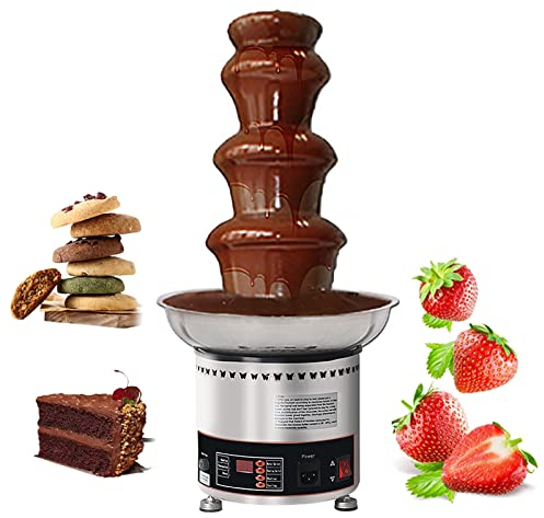 Chokladfonduefontän, 6,6 Pund Kapacitet Rostfritt Stål Kaskadfontän Lätt Att Montera 4 Våningar Perfekt För Choklad, Ost, Bbq-Sås, Ranch, Likörer