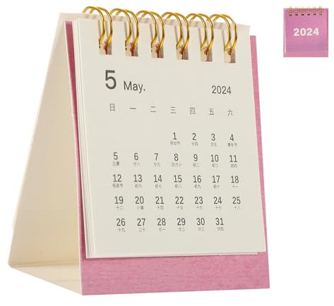 SEWACC Papier Tischkalender Spiralbindung Dekorativer Mini Schreibtisch Kalender Für Zuhause Und Büro Kompakte Für Einfache Planung Und Organisation Rosa Design