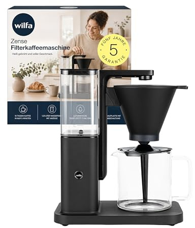 Wilfa Zense Filterkaffeemaschine in Schwarz I ECBC-zertifizierte Kaffeemaschine mit 1,25L Glaskanne I Brewfresh Pumpentechnologie, Flow Control & 92–96 °C Brühtemperatur I Für bis zu 10 Tassen