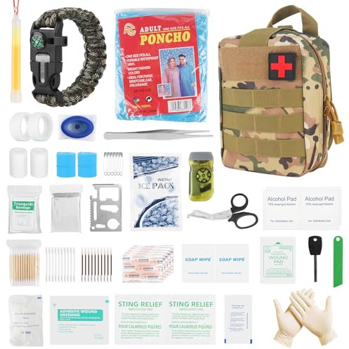 Mineup Erste Hilfe Tasche,192pcs Tactical Erste Hilfe Trauma Set, Medizinische Taktische Tasche, First Aid Kit Military, Medizinische Tasche für Zuhause Auto Schule Camping im Freien Motorrad