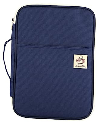 A4 Tragbar Dokumententasche mit Reißverschluss aus Oxford Stoff , Navy | Portfolio Organizer, Multifunktionale Business Travel Laptoptasche, Einschulung Feier