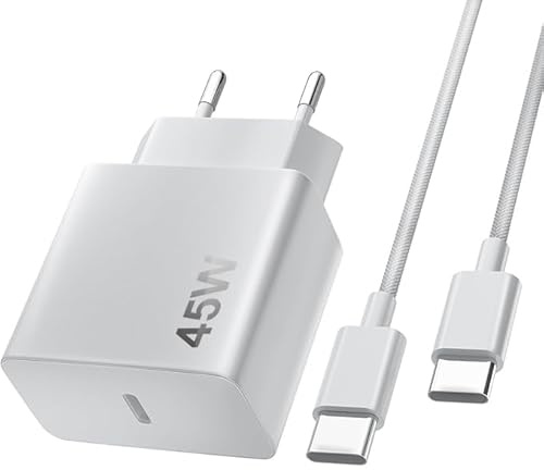45W Chargeur Rapide pour iPhone 16/16 Pro/16 Pro Max/16 Plus/15/15 Pro/15 Pro Max/15 Plus/iPad/iPad Air, Prise Adaptateur Secteur Embout USB C avec Câble USB C