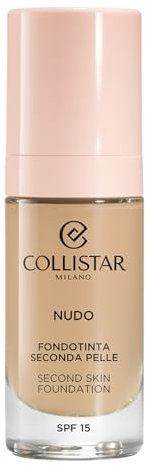 Collistar Fondotinta Nudo Seconda Pelle, Lunga Tenuta, Coprenza Leggera Modulabile, Formula Waterproof, Effetto Pelle Radiosa, Illuminante, Finish Luminoso Naturale, SPF 15, 2G Beige Dorato, 30 ml