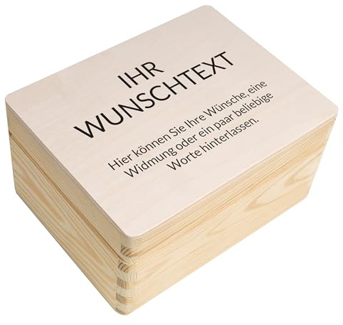 Creative Deco Personalisierte Geschenke Wunschtext Holzkiste | Dein Text | Eigener Beliebig Individuelles Geschenk | Geschenkkiste Geschenkbox | Für Frauen, Männer und Paar | 19,5 x 15 x 10 cm