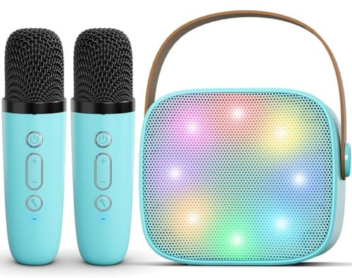 Macchina per karaoke con 2 microfoni per karaoke, mini macchina per karaoke per bambini e adulti, altoparlante musicale Bluetooth, giocattolo regalo per ragazze per 3-12 anni