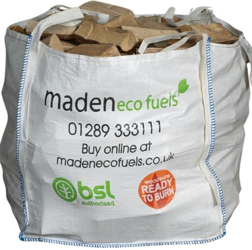 Mixed Hardwood Firewood Dumpy Bag – Kiln Dried Logs (Ash/Oak/Birch), Ready to Burn Certified, Low Moisture <20%, Long Burn, Ideal for Log Burners, Stoves & Fire Pits – BSL Authorised