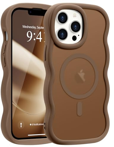 Pepmune für iPhone 13 Pro Max Hülle Kompatibel mit MagSafe, Gold | Wellen Design TPU Bumper Stoßfest Schutzhülle. Magnetisch Handyhülle. Durchscheinend Silikon Case.