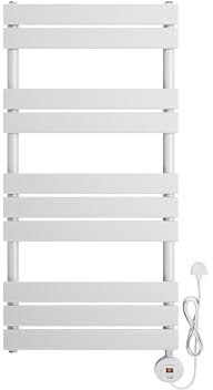 ELEGANT 600W Smart Electric Heated Towel Rail, WiFi-Controlled Wall Mouted Bathroom Towel Warmer & Dryer with Programmable Thermostat, UK Plug, LCD Display, Energy Efficient, White 1000 x 500mm