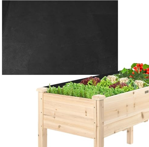 Qivine Raised Bed & Veg Trough Fabric Planter Liner 1.6m x 2.9m, Non Woven | Heavy Duty Raised Bed Liner, Breathable Drainage Design Prevents Soil Spillage, for Vegetables, Flowers & Herbs