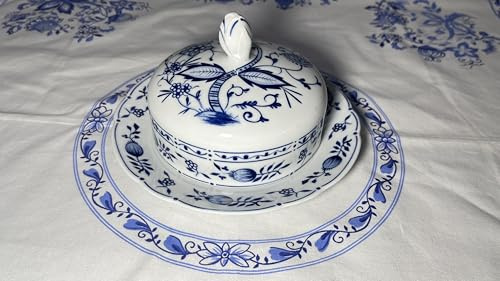 Khla Zwiebelmuster Porzellan, Käseglocke, Butterdose. Dishwashersafe und in perfektem Zustand.