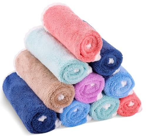 Meng Jiaran Lot de 12 gants de toilette doux avec boucle de suspension pour bébé, enfants et adultes (30 x 30 cm)