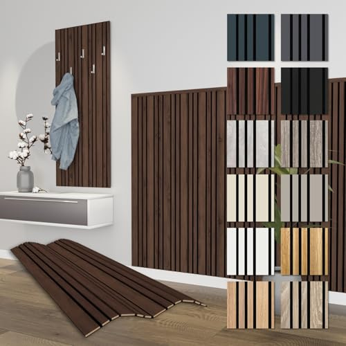 HEXIM Akustikpaneele 4 Stück 138,5x60cm Holz Mila - flexible Holzpaneele Platten Wandpaneele Wanddeko Wand Kombipaneel Wandverkleidung Schalldämmung Akustikfilz braun (3.32m² Catania Oak)