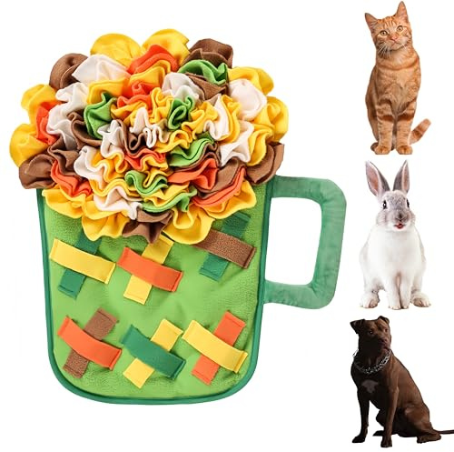 Snuffle Mat for Dogs & Puppies, Interactive Dog Puzzle Toys for Boredom & Anxiety Relief, Washable Slow Feeder Dog Bowl Mat, Non-Slip Foraging Enrichment Training Pad for All Breeds, 20.47“x18.11