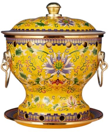 Hot Pot Beijing Style - Cloisonne de cobre de una sola porción de combustible de alcohol hecho a mano antiadherente para el hogar, cocina tradicional esencial