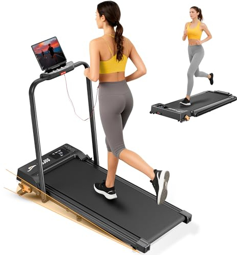 Cinta de Correr Plegable con Inclinación 9%, Cinta Andar Plegable de 1-12Km/h, 2.5 HP Walking Pad para Debajo del Escritorio con Pantalla LED, Control Remoto y App, Capacidad de Carga 120KG