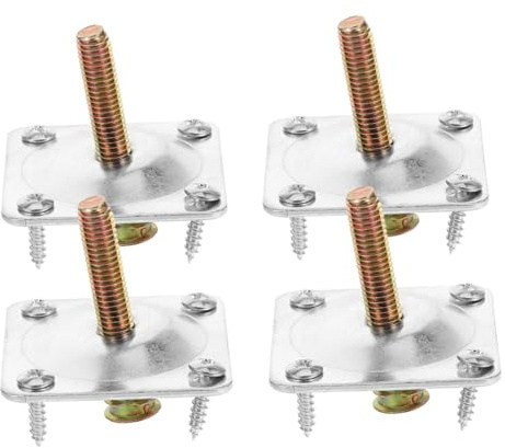 OUNONA 4 Sets Furniture Leg Attachment Plates with Mounting Bolts and Screws Stable Repair Brackets for Sofa and Chair Legs Furniture Connectors to Prevent Wobbling and Extend Lifespan