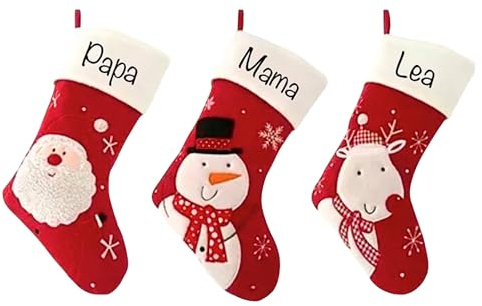 Generisch Personalisierter Nikolausstiefel mit Name, Weihnachtsstrumpf, Nikolausstrumpf, Weihnachtsdeko Kamin, Weihnachtssocke, Kind
