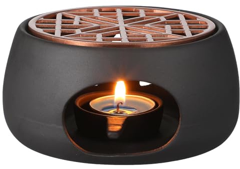 SEWACC Teapot Warmer Set Ceramic Hollow Tea Warmer with Teapot Mat and Candle Holder Tea Heating Stove for Keeping and Milk Warm Home Office House Use