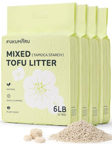FUKUMARU Tofubaserad Kattströ 24L (10,8 kg) – Klumpbildande, Luktneutraliserande, Dammfri, Ultraabsorberande, Minimal spårning, Gardenia-doft, Spolbar i WC.