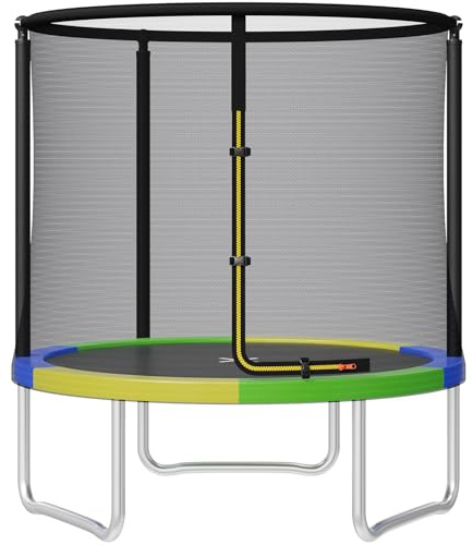 JUMMICO Trampolín para Exteriores Ø 183/228/290/360 cm Kit Completo con Red de Seguridad, Escalera, Funda Protectora y Accesorios de Montaje,Color 183cm