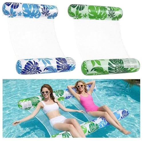 2 Stück Luftmatratze Pool, Packungen Hängematte Pool Floats Erwachsene, Aufblasbare Wasserhängematte, Schwimmbett, Hängematte Wasser, 4 in 1 Mehrzweck Aufblasbare Wasser Hängematte Lounge Floaties