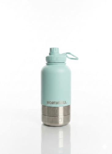 Botella 3 en 1 para Perros y Mascotas, Botella de Agua con 2 Recipientes para Comida y Bebedero Portátil,sin BPA, Antigoteo, Ideal para Paseos, Viajes y Excursiones (Celeste)