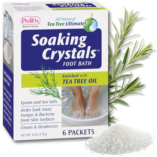 PediFix Soaking Crystals Foot Bath – 6 Packets – Therapeutic Foot Soak with Tea Tree Oil & Epsom Salt for Sore, Tired, Achy Feet