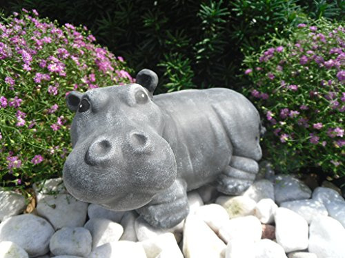 STEINFIGUREN SPICKER Steinfigur Nilpferd, 163/1 Gartenfigur Steinguss Tierfigur Basaltgrau